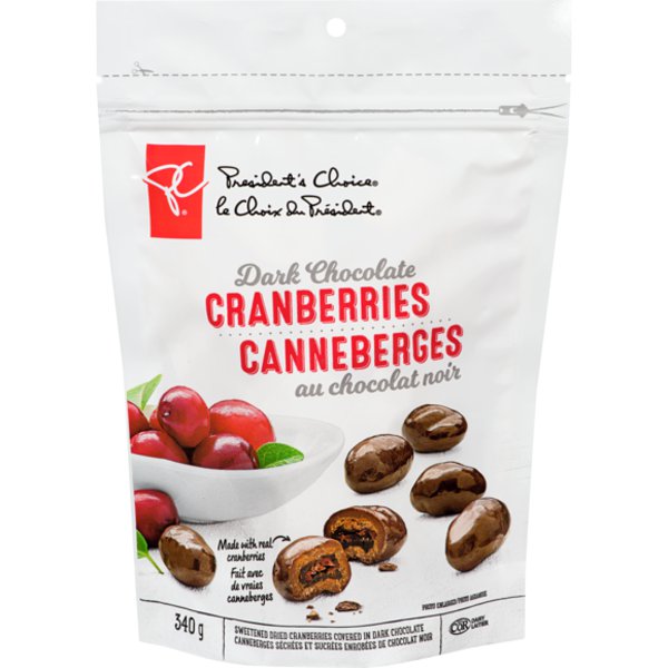 Presidents Choice Dark Chocolate Cranberries
