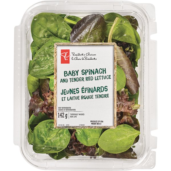 Presidents Choice Baby Spinach & Tender Reds Salad Mix