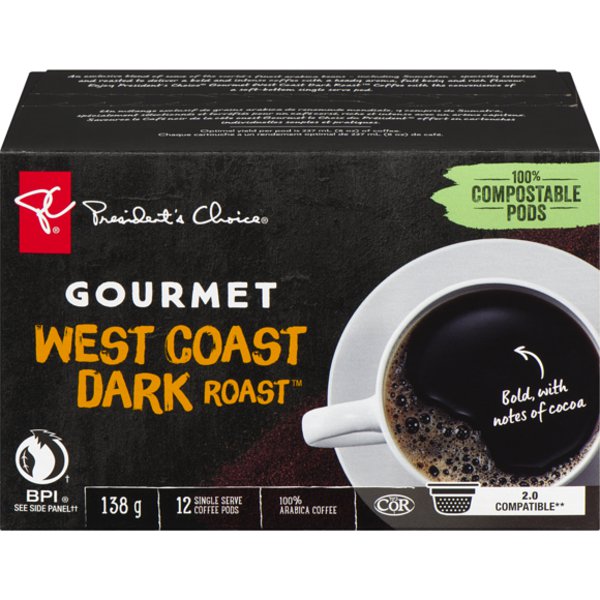 President's Choice Single Serve West Coast Dark Roast Gourmet Coffee Pods