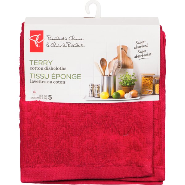 Presidents Choice Red Terry Dishcloths Pack