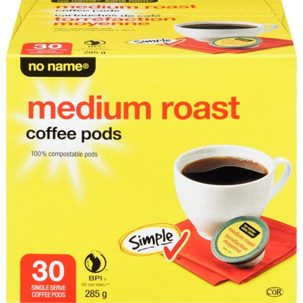 No Name Medium Roast Coffee Pods Club Size - 100 ea