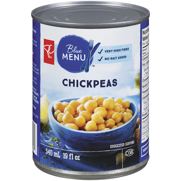 President's Choice No Salt Added Blue Menu Chickpeas Beans