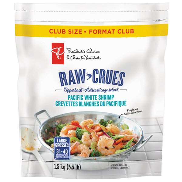 Presidents Choice Raw Peeled Pacific White Shrimp