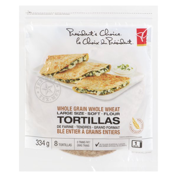 Presidents Choice Large Whle Grain Tortillas