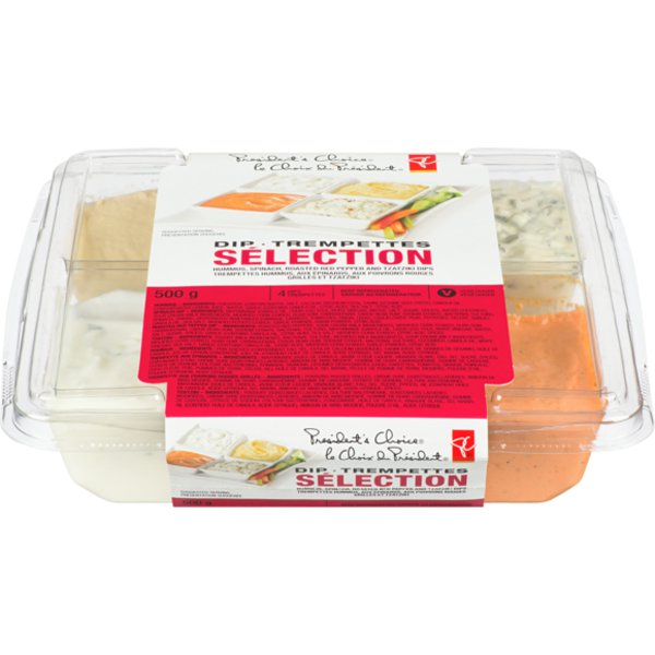 Presidents Choice Roasted Red Pepper Hummus, Spinach, & Tzatziki Dip