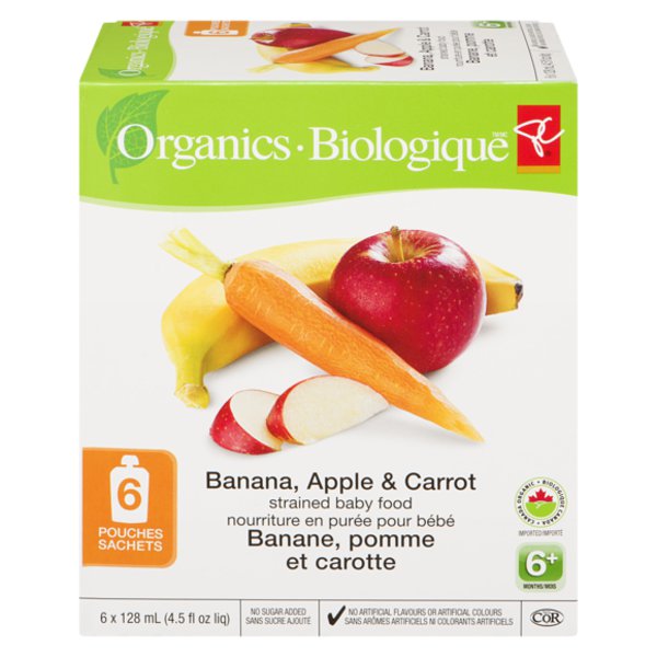 Presidents Choice Organic Banana Apple Carrot Pouch