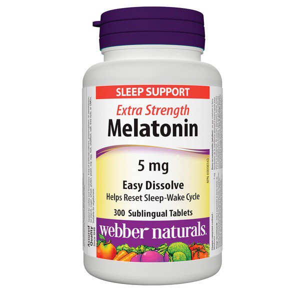 Webber Naturals 5mg Melatonin Extra Strength Easy Dissolve Sublingual Tablets