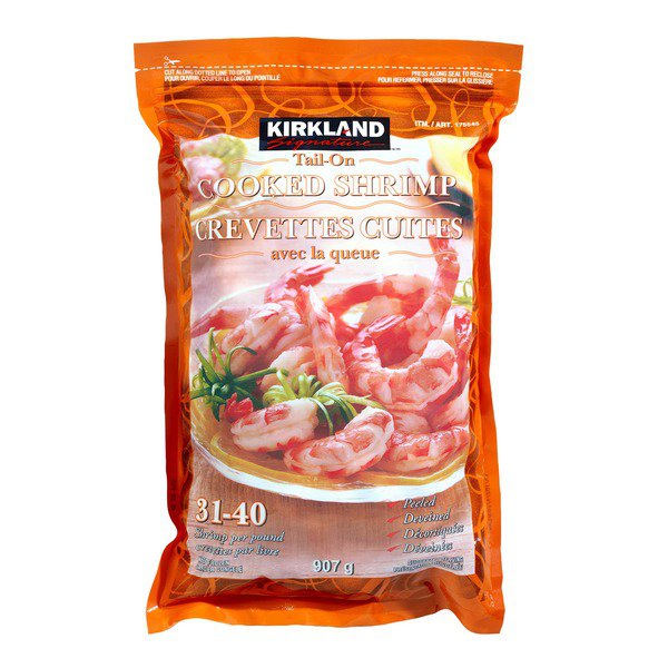 Kirkland Signature Frozen Cooked Tail-On Shrimp