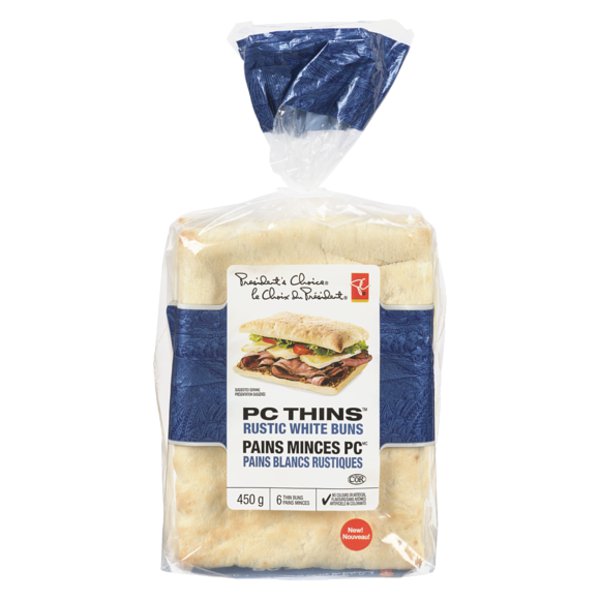 Presidents Choice Thins Buns Rustic White