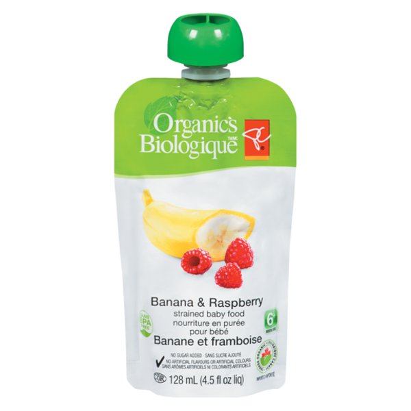 Presidents Choice Organics Banana & Raspberry Strained Baby Food