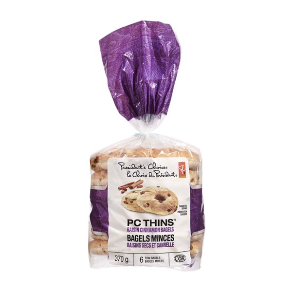 Presidents Choice Raisin Cinnamon Thins Bagels
