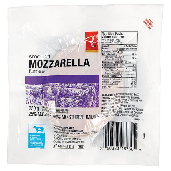 Presidents Choice Regular Smoked Mozzarella Cheese