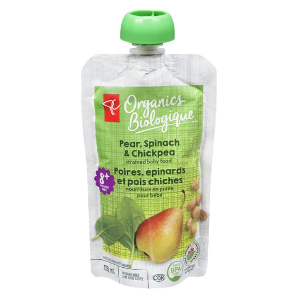 PC Organics Pear Spinach & Chickpea Baby Food Pouch