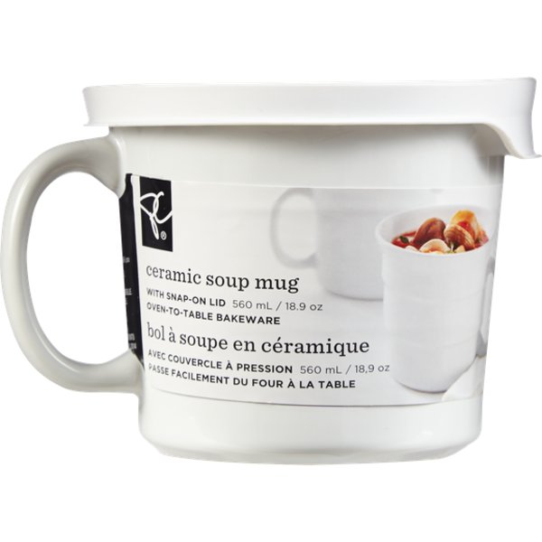 Presidents Choice White Ribbed Soup Mug