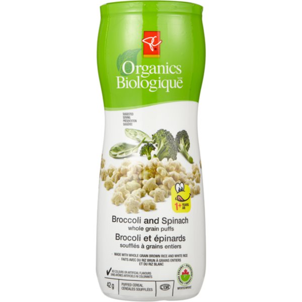Presidents Choice Organics Broccoli & Spinach Whole Grain Puffs Puffed Cereals