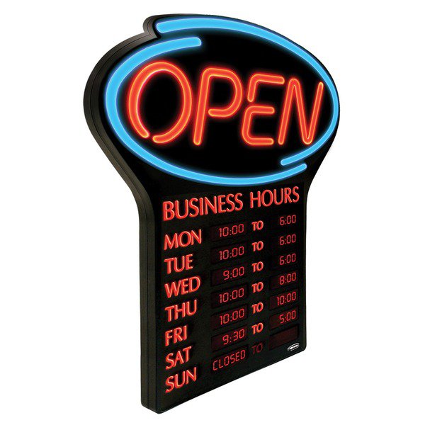 Newon English Version LED Open Sign With Digital Business Hours