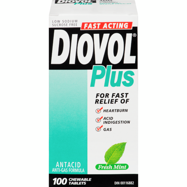 Diovol Plus Fresh Mint Chewable Tablets