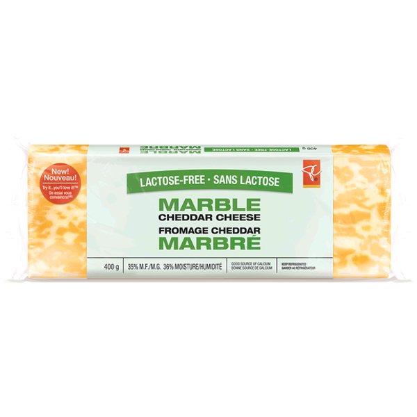 Presidents Choice Lactose-Free Marble Cheddar Cheese Bar