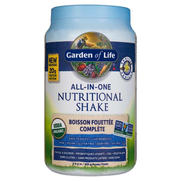 Garden of Life Organic Non GMO Vanilla All in One Powdered Nutritional Shake
