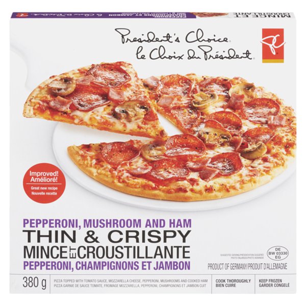 President's Choice Thin & Crispy Pepperoni Mushroom & Ham Pizza