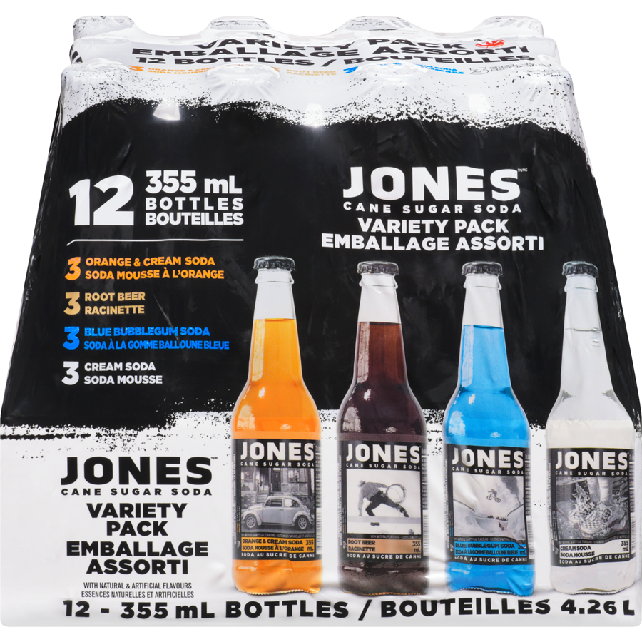 Jones Soda Assorted Flavour Cane Sugar Craft Soda 12 Pack 12x355.0 ml