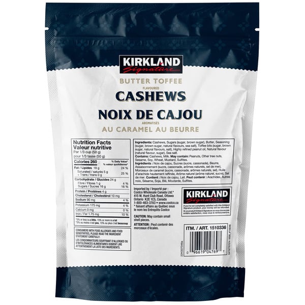 Kirkland Signature Butter Toffee Flavoured Cashews 680 g