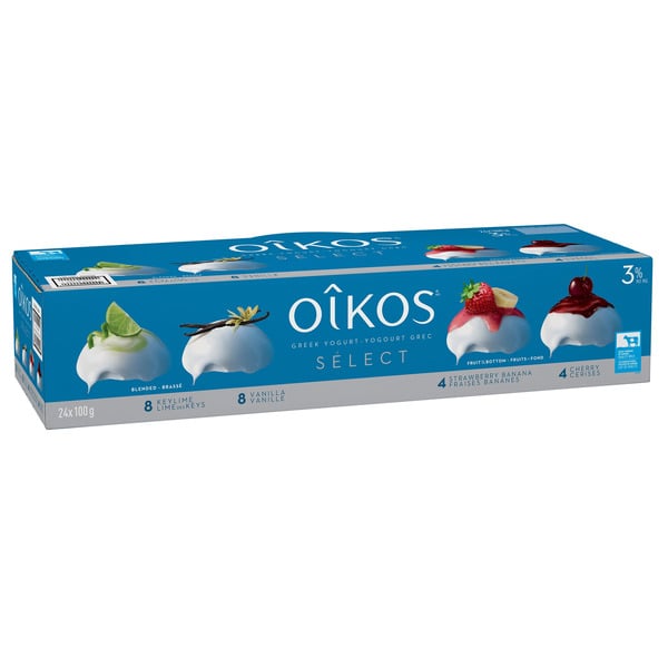 OIKOS Select 3% Greek Yogurt Variety Pack 100 g • 24 x 100 g