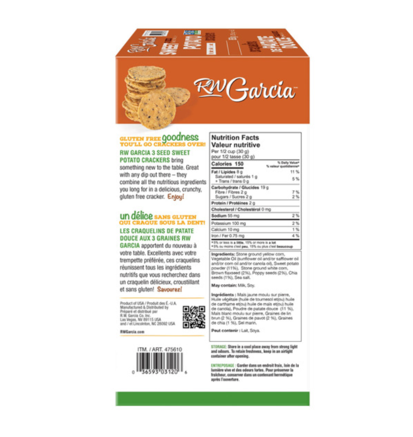 RW Garcia 3 Seed Sweet Potato Crackers