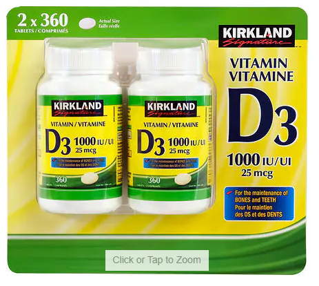 Kirkland Vitamin D3 2pk 1000iu 25mcg