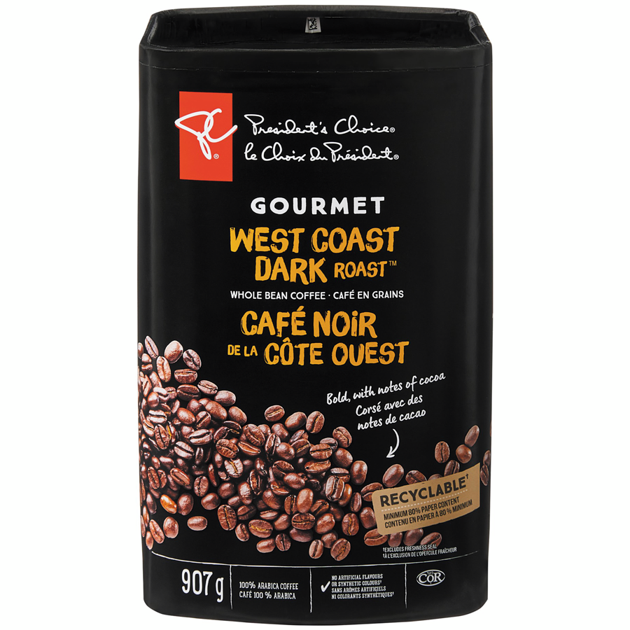 President's Choice West Coast Dark Roast Gourmet Whole Bean Coffee