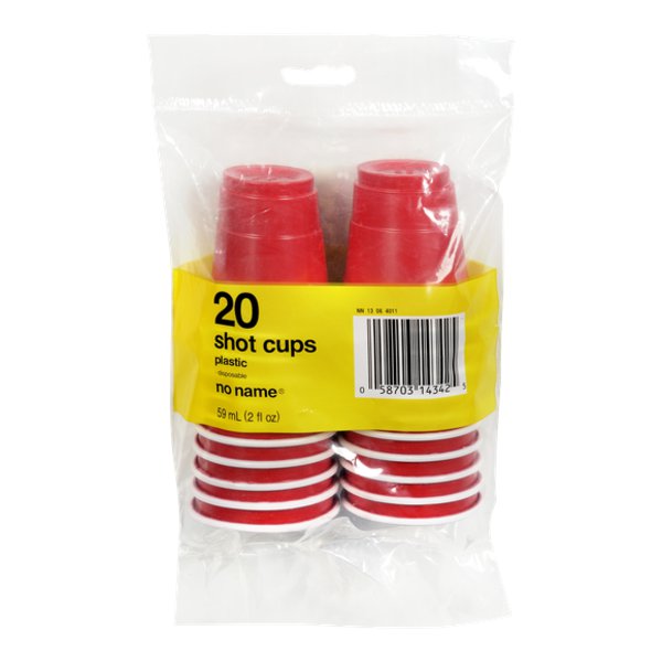 No Name 2 Ounce Red & White Shot Glass