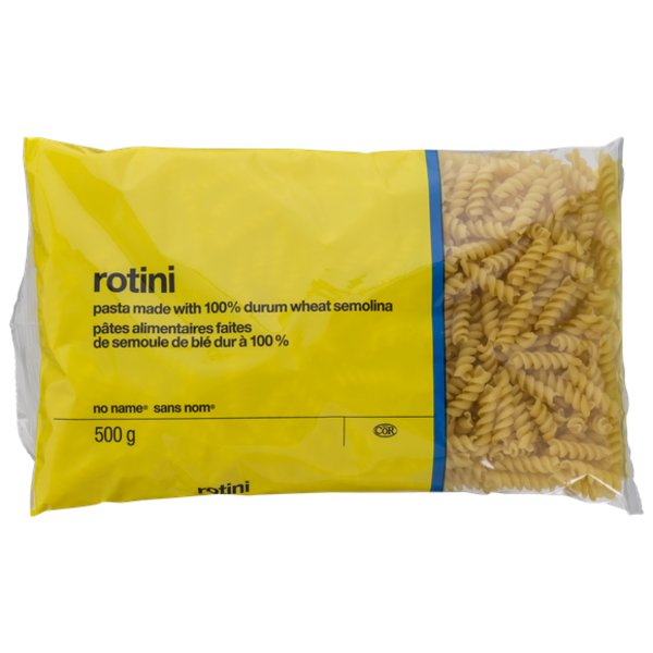 No Name Rotini Pasta Made With 100% Durum Semolina