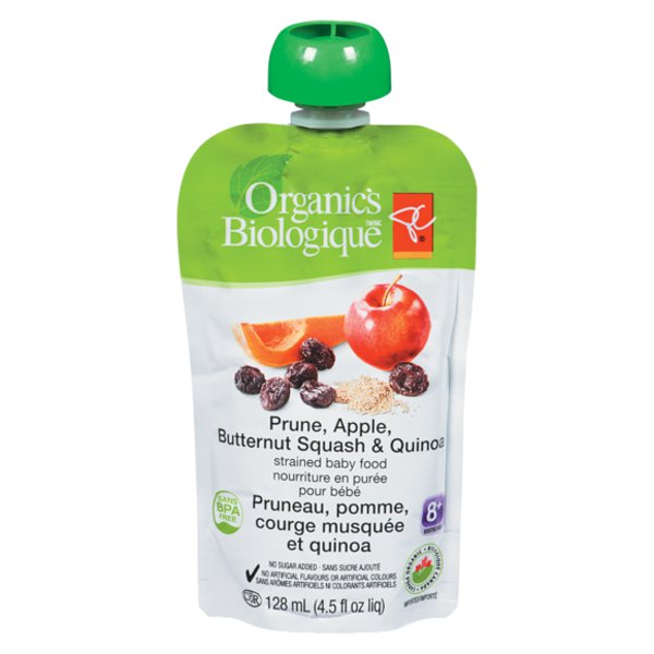 Presidents Choice Organics Prune, Apple, Butternut Squash & Quinoa Strained Baby Food Pouch