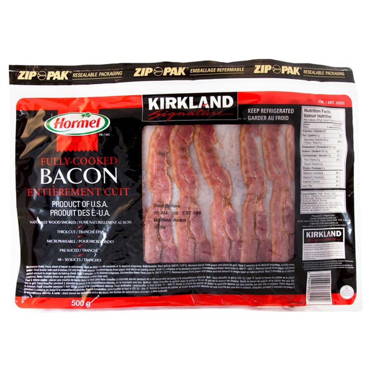 Kirkland Signature Pre-Cooked Bacon
