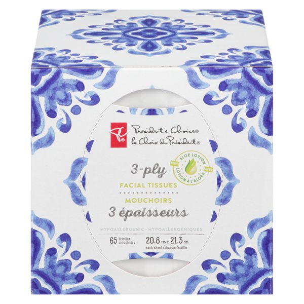 Presidents Choice 3-Ply Facial Tissues Lotion