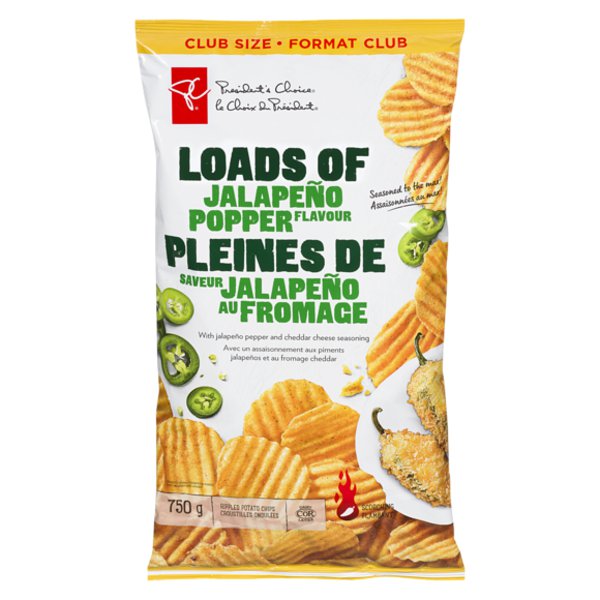 President's Choice Loads of Jalapeno Popper Flavour Rippled Potato Chips