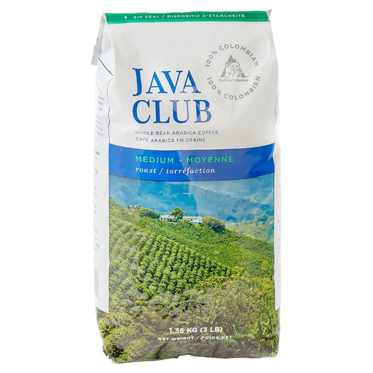 Java Club 100% Colombian Whole Bean Arabica Coffee