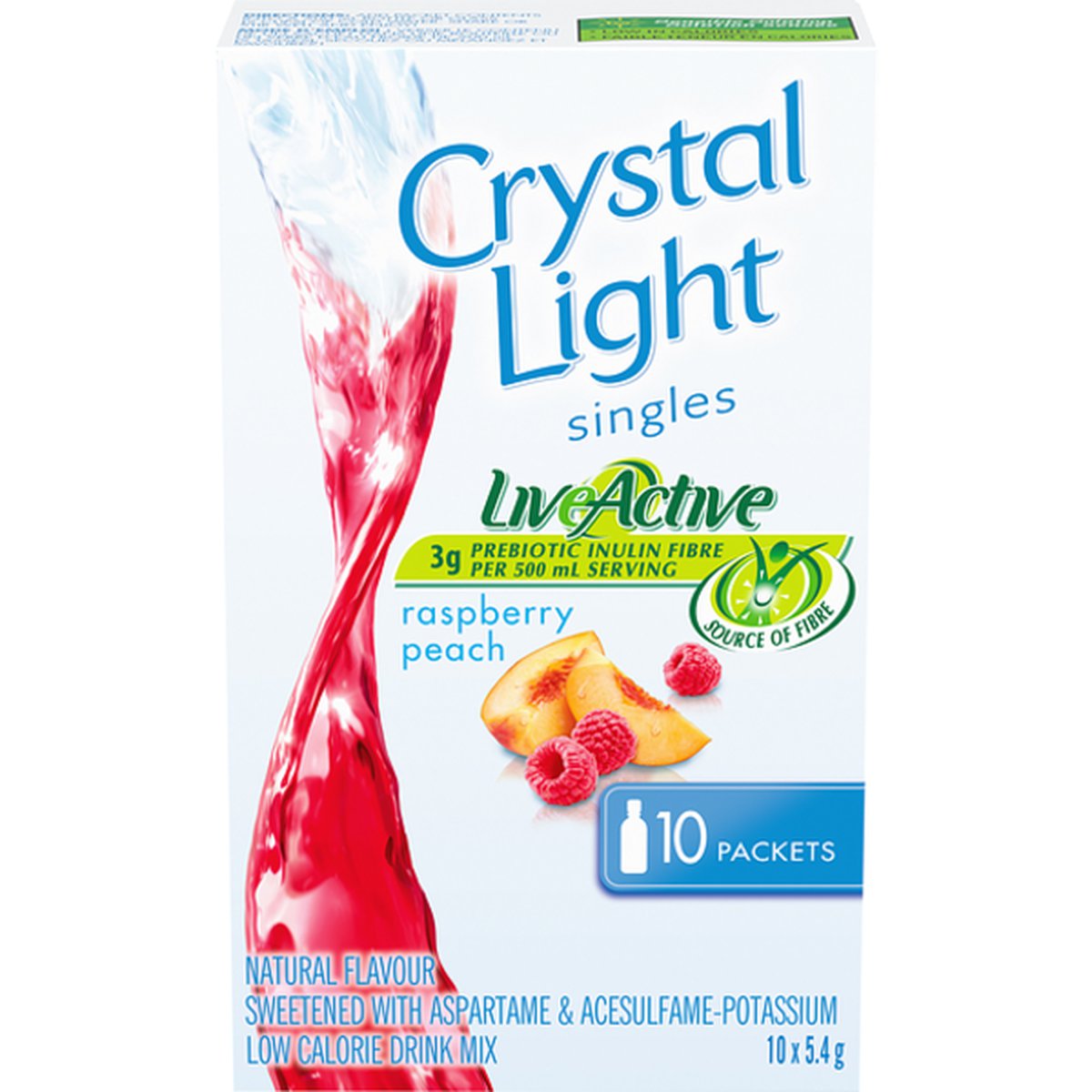Crystal Light Raspberry Peach Low Calorie Singles Drink Mix