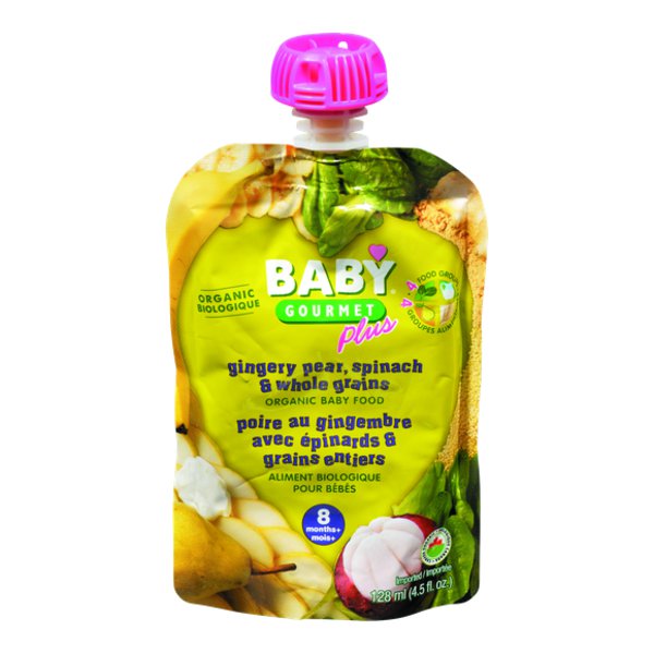 Baby Gourmet Plus Gingery Pear Spinach & Whole Grains Organic Baby Food