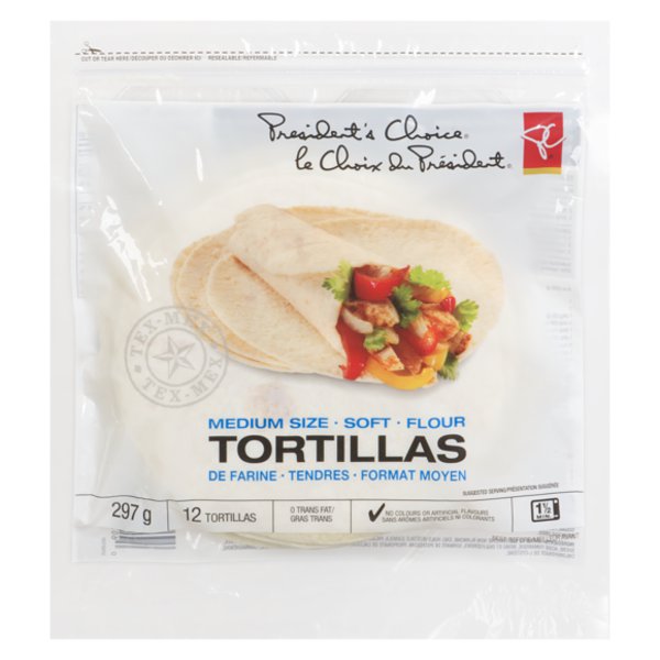 Presidents Choice Regular Medium Soft Flour Tortillas