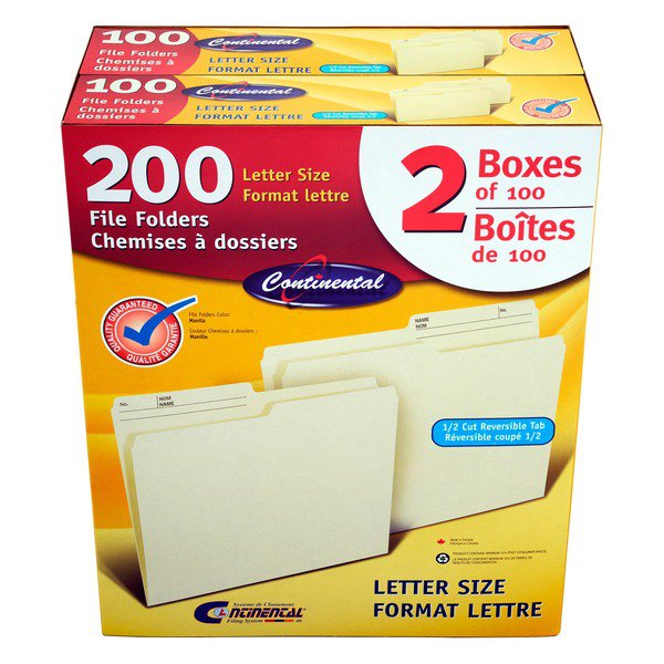 Continental Letter Size Manila File Folders