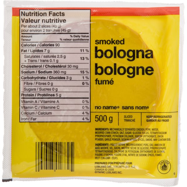 No Name Sliced Bologna