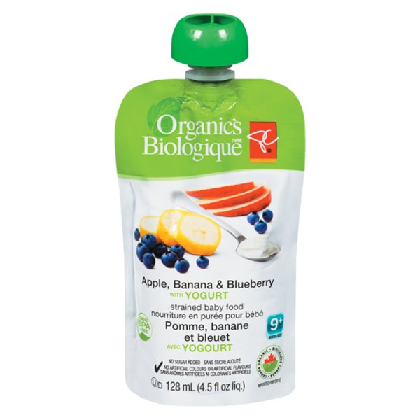 Presidents Choice Organics Apple Banana Blueberry Yogurt Pouch