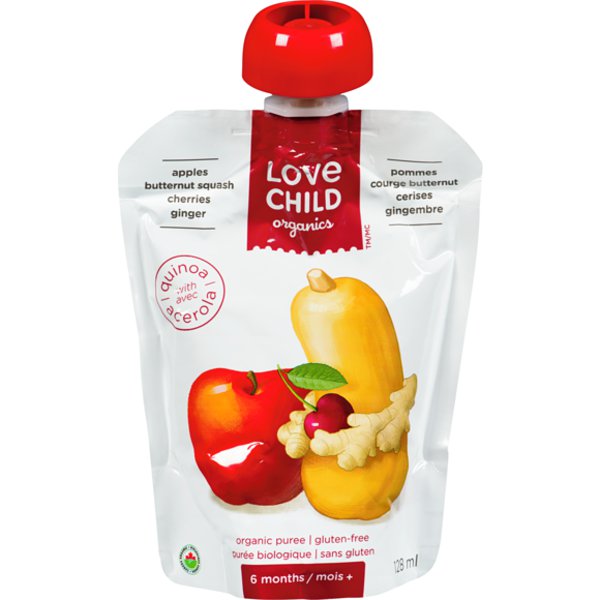 Love Child Organics Apples, Butternut Squash, Cherries & Ginger Super Blends Baby Puree