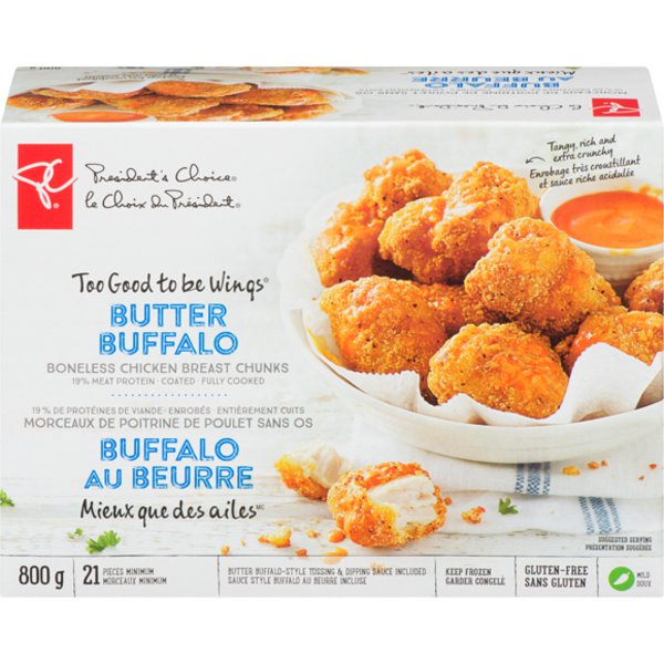 Presidents Choice Too Good To Be Wings Butter Buffalo Boneless Chicken Breast Chunks
