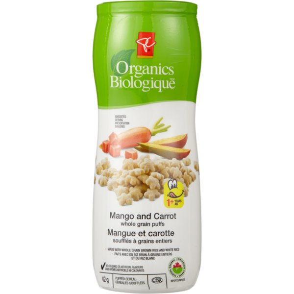 Presidents Choice Organics Mango & Carrot Whole Grain Puffs Puffed Cereal