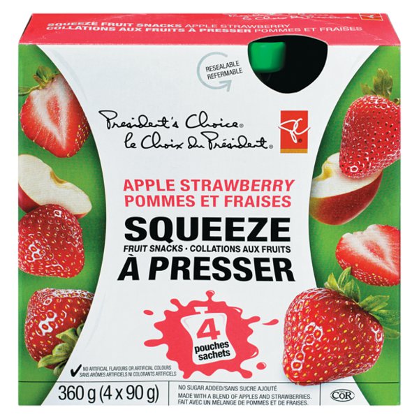 Presidents Choice Squeeze Apple Straw Pouch