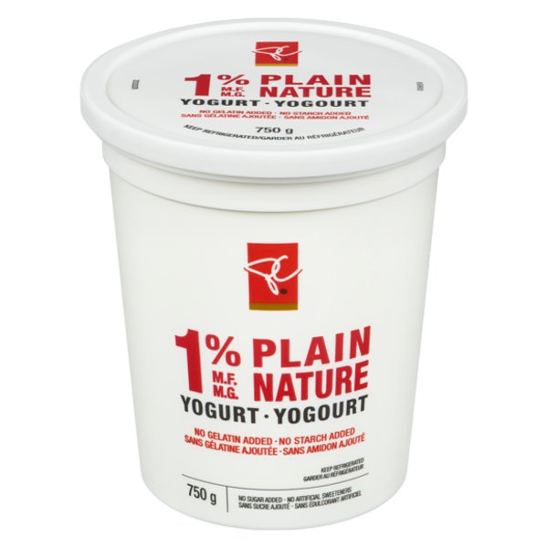 Presidents Choice All Natural 1% MF Plain Yogurt