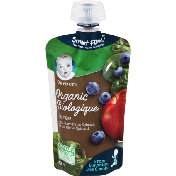 Gerber Organic 6 Months+ Apple Blueberries & Spinach Puree