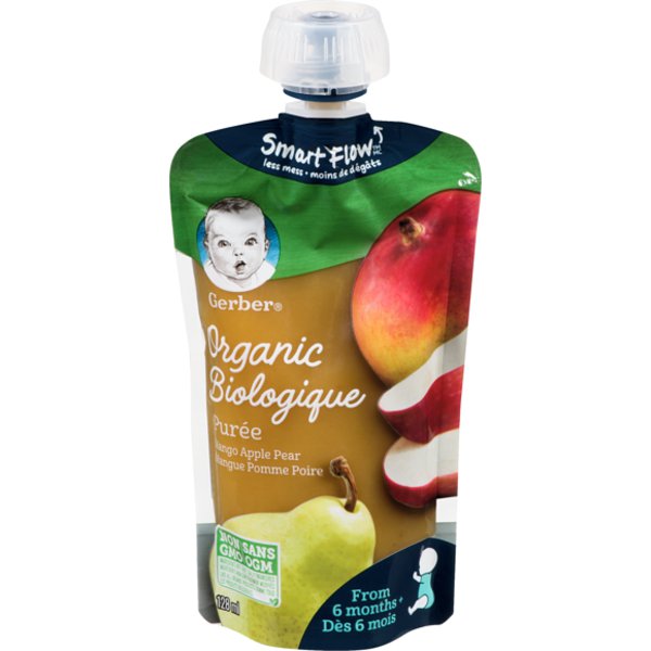 Gerber Organic Mango, Apple & Pear Puree for Babies 6 Months & Up